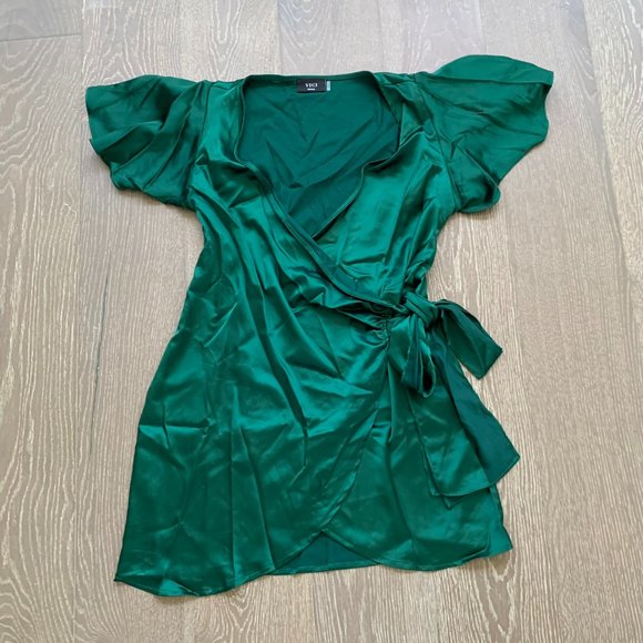 Vici Dresses Vici Collection Frame Of Mind Satin Wrap Dress Poshmark